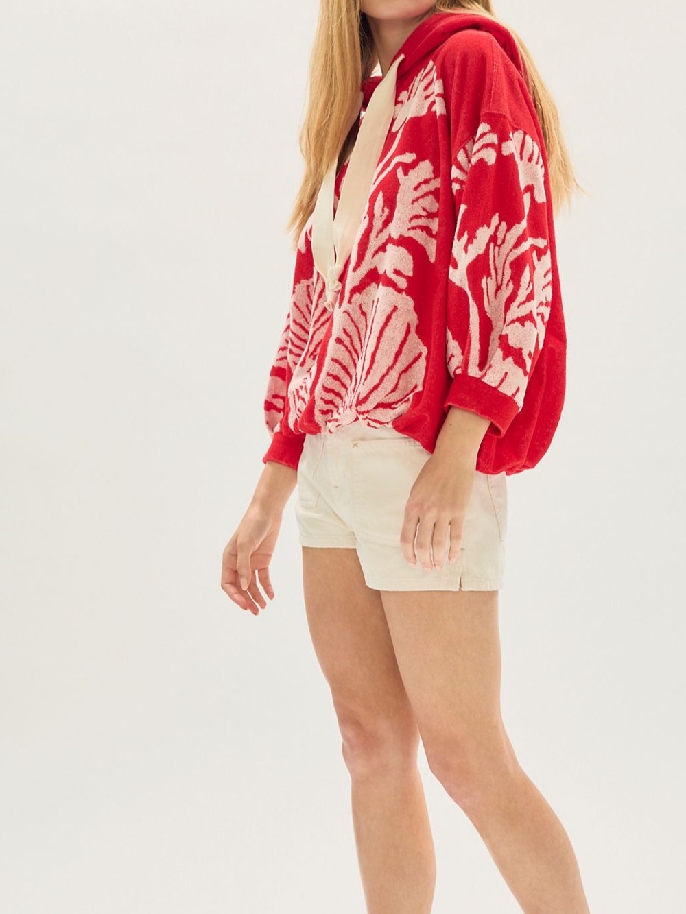 NWT Free People Shell Baby Hoodie in Cherry Combo - Picture 3 of 8